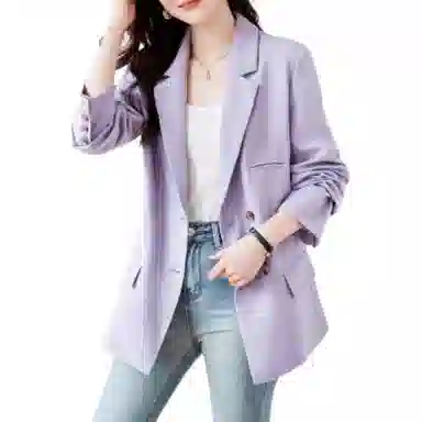 【dme】 纯色宽松西装领长袖外套西装 女款 薄雾紫色