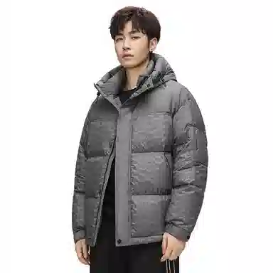 鸭鸭 撞色拼接休闲连帽长袖厚款保暖小个子面包服情侣外穿百搭羽绒服 女款