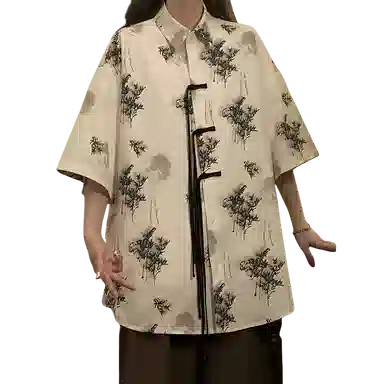 识恩 复古宽松百搭短袖衬衫 女款