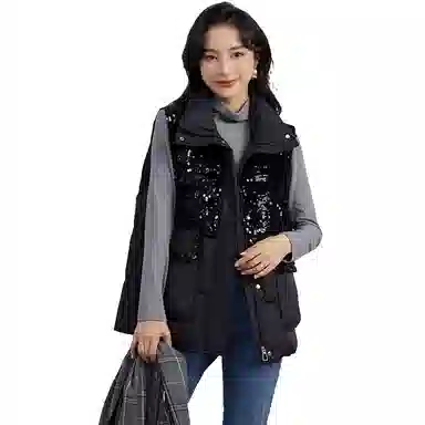 鸭鸭 纯色轻薄羽绒立领马甲 女款