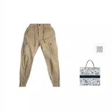 唔刃 美式复古宽松休闲裤脚缩口时尚阿美咔叽宽松休闲束脚裤工装裤 男款