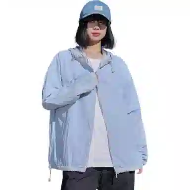 黑恐龙 休闲宽松百搭柔软轻薄时尚简约个性连帽条纹防晒服 男女同款