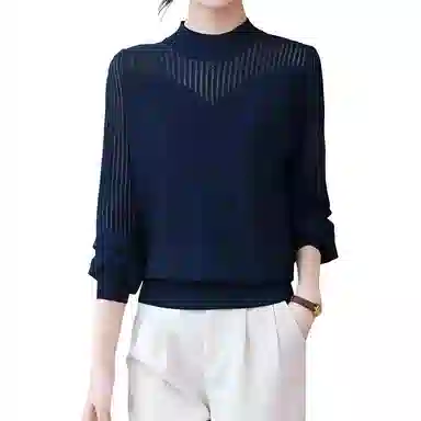 曲韩 简约百搭舒适长袖针织衫 女款