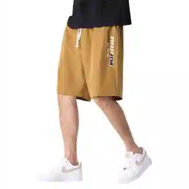 快鱼 薄款运动字母印花直筒五分休闲短裤 男女同款