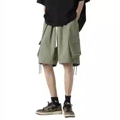 哲源 美式复古高街纯色简约时尚大口袋可调节通勤日常百搭宽松纯棉运动速干休闲工装短裤 男女同款