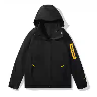 木清清 美式机能风拼接色可拆卸帽户外三合一防风防水登山冲锋茄克夹克外套 女款