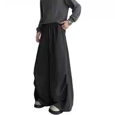 顶峰保罗 纯色基础款美式凉感透气降落伞兵裤冰丝薄款速干垂感舒适宽松直筒阔腿休闲裤 男女同款