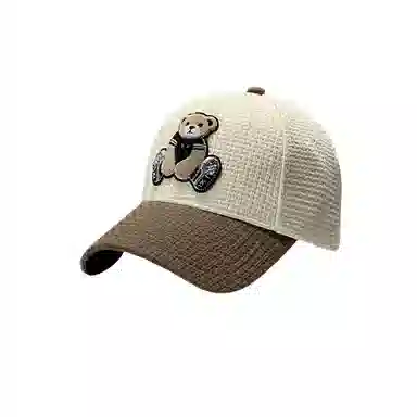 图涂丫 日系百搭时尚卡通小熊拼接 涤纶 鸭舌帽 男女同款情侣款