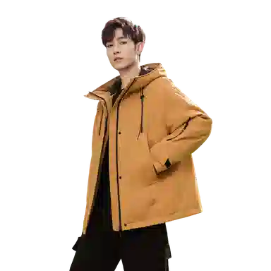 鸭鸭 连帽时尚百搭保暖纯色休闲羽绒服 男女同款