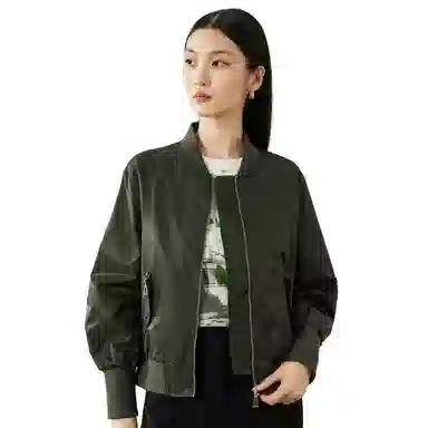 富铤 纯色拉链长袖棒球服 女款