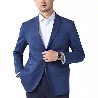 佛朗尼·齐拉 纯色商务休闲时尚百搭西装 男款 蓝色