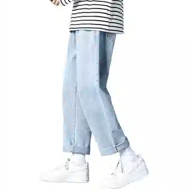 PWUE Ice Blue Straight Crop Pants