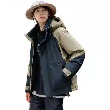 鸭鸭 时尚短款连帽宽松羽绒服 男女同款