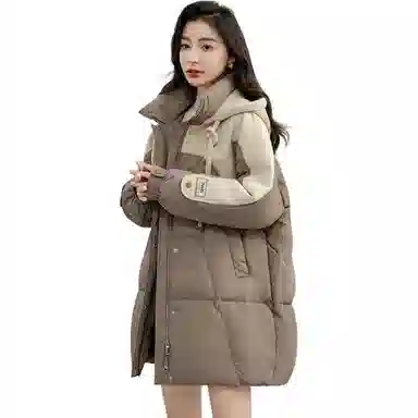 鸭鸭 中长款连帽宽松羽绒服 女款