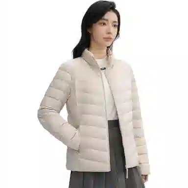 鸭鸭 纯色通勤连帽轻薄款短款外穿时尚百搭羽绒服 女款