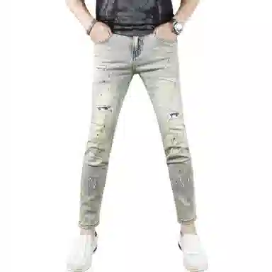吉肯蒂 美式个性时尚款潮流百搭休闲修身牛仔裤 男款