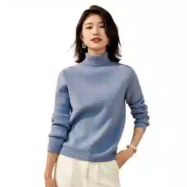 恒源祥 厚款保暖高领套头纯色毛衣 女款