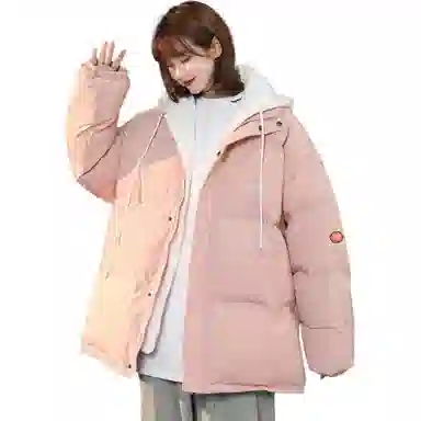 玉儿恋 假两件棉衣情侣装加厚韩版面包棉服 女款