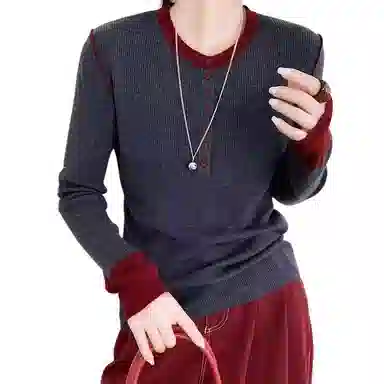 水中花 秋款打底套头休闲时尚舒适长袖针织衫 女款