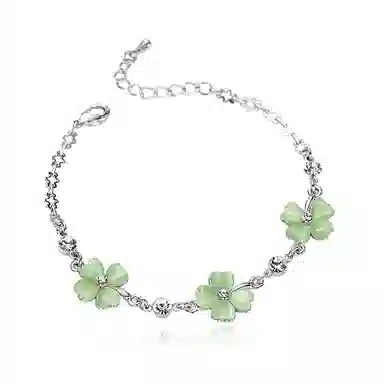 【幸运女神 I 请你发财！】 克兰茜 四叶草系列 浪漫精致甜美锁骨链 简约气质优雅心动日常百搭可调节手饰 玻璃猫眼 项链 女款