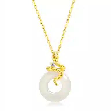 印象眸 平安扣 新中式小众设计精致气质福气满满多财多福诸事顺利如意平安环甜甜圈 礼盒包装#好运 玉髓 玉石项链 女款