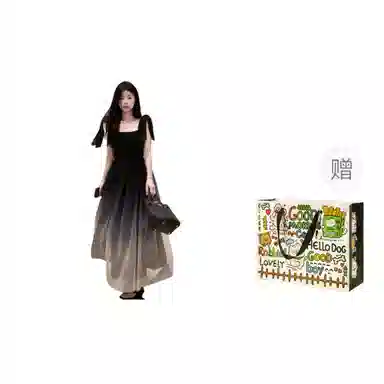 哒头下雨不愁 高级感收腰显瘦褶皱系带长裙无袖连衣裙 女款