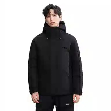 鸭鸭 石墨烯蓄热纯色韩版休闲百搭短款连帽户外防寒保暖工装羽绒服 男款