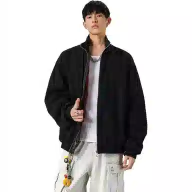 颂希尔 美式休闲立领纯色长袖夹克外套 男女同款