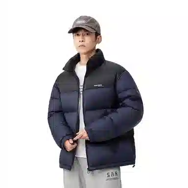 鸭鸭 中青年韩版休闲基础百搭短款立领户外运动加厚保暖暗黑面包羽绒服 男女同款