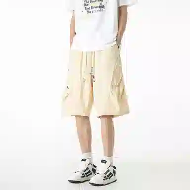 敦煌博物馆 美式潮流褶皱薄款跑步篮球裤宽松凉感舒适透气纯色简约百搭五分休闲短裤 男女同款