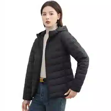 鸭鸭 纯色通勤连帽轻薄款短款外穿时尚百搭羽绒服 女款