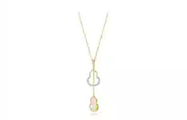 牧言 福禄双全 国潮复古新中式小众设计高级感 上下交错镂空葫芦圆润铜钱流苏锁骨链 玉髓 项链 女款