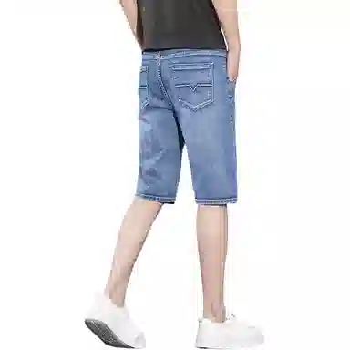 顶峰保罗 薄款透气复古水洗直筒五分裤美式高街潮牌宽松运动休闲百搭高级感阔腿牛仔短裤 男女同款