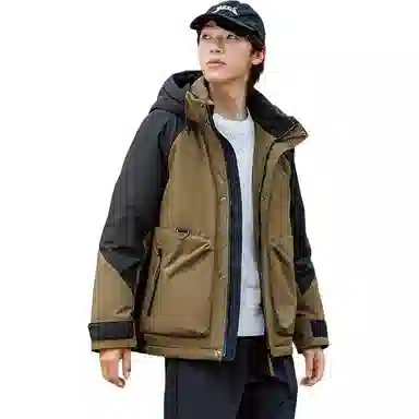 鸭鸭 时尚短款连帽宽松羽绒服 男女同款