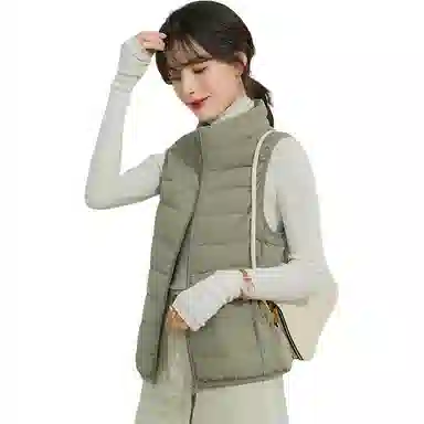 鸭鸭 纯色拉链立领羽绒马甲 女款