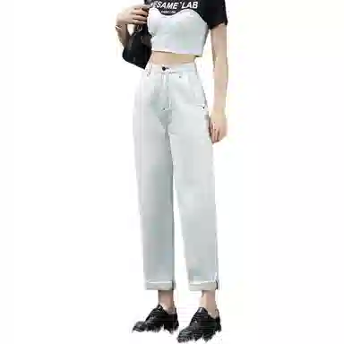 【dme】 中腰纯色宽松直筒牛仔裤 女款 本白