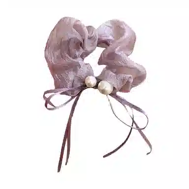 蒙妮 森系蝴蝶结飘带珍珠发绳氛围感#好运 布艺 发圈 女款