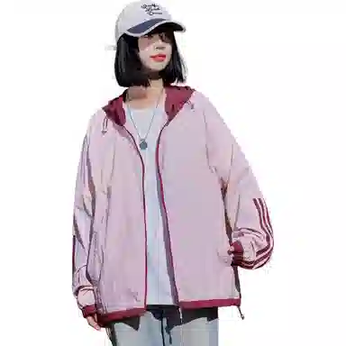 黑恐龙 休闲宽松百搭柔软轻薄时尚简约个性连帽条纹防晒服 男女同款