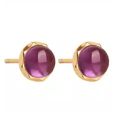 小银匠 八方来财耳饰个性百搭小众设计豆豆圆珠时尚贵气款#好运天然 紫水晶 耳钉 女款