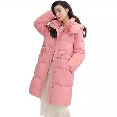 鸭鸭 中长款连帽时尚休闲保暖外套羽绒服 女款