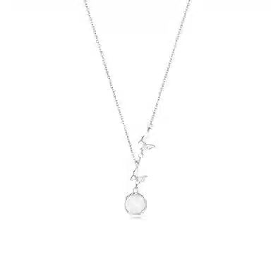 【S999足银|招财招桃花】 七七银饰 好运福蝶 白月光 连荔枝 新中式复古 清透气质优雅 轻奢时尚小众简约 玉髓 项链 男女同款情侣款