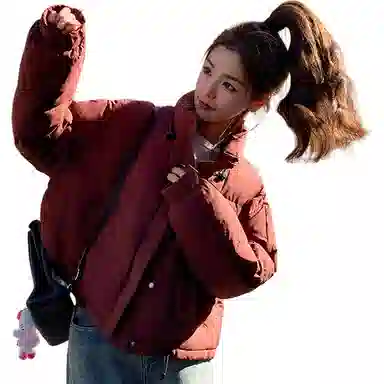 水中花 短款收腰立领棉服 女款