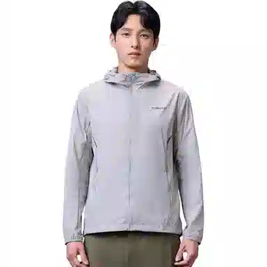 探路者 城市户外系列 纯色拉链连帽百搭 透气速干防紫外线防晒服 男款 明灰
