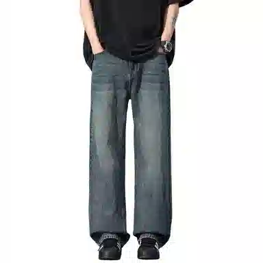 【dme】 美式潮流宽松休闲直筒中腰百搭阔腿牛仔裤 男女同款