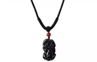 石头记 招财 吞金兽貔貅 新中式国风高级感气质长链 黑色编绳配饰 礼盒款 黑曜石 项链 男女同款情侣款