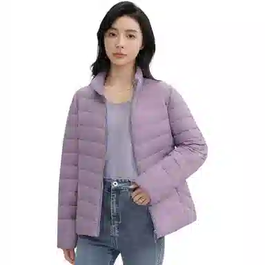 鸭鸭 纯色通勤连帽轻薄款短款外穿时尚百搭羽绒服 女款