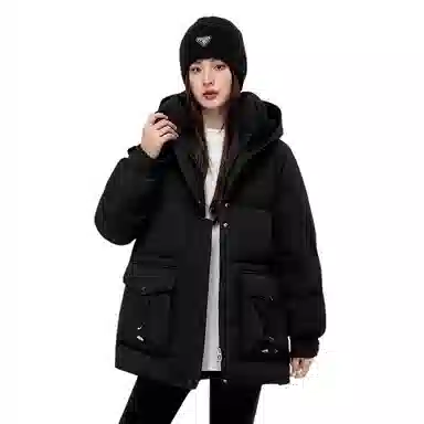 鸭鸭 时尚连帽双层面料百搭外套羽绒服 女款