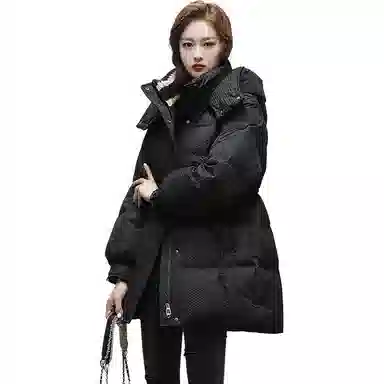 鸭鸭 纯色简约通勤连帽拉链羽绒服 女款