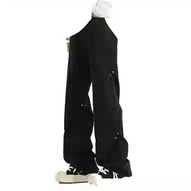 双星八特 复古铆钉春秋季宽松水洗直筒阔腿裤休闲长裤子牛仔裤 男款