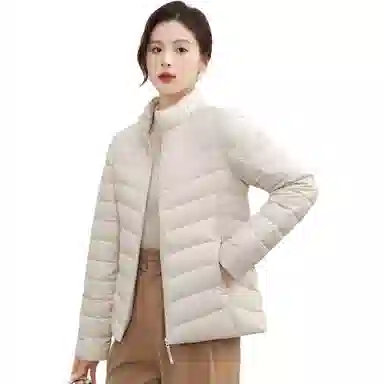 鸭鸭 纯色通勤连帽轻薄款短款外穿时尚百搭羽绒服 女款